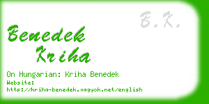 benedek kriha business card
